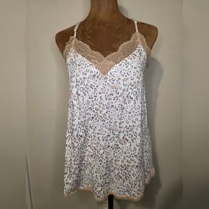Hem & Thread Leopard Print Lace Trim Cami – NWOT – Size Small – Boho Swing Tank